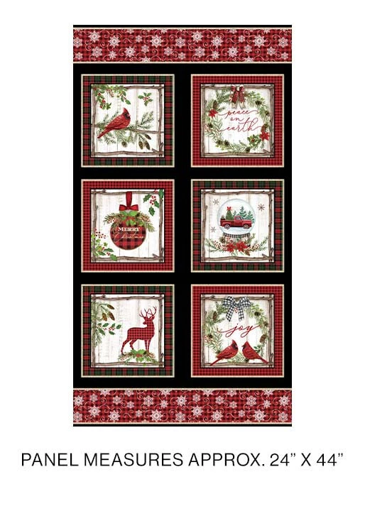 Christmas Farmhouse Country Fabric Joy of Season Cotton Benartex 24"X44" Panel - Image 1 of 1