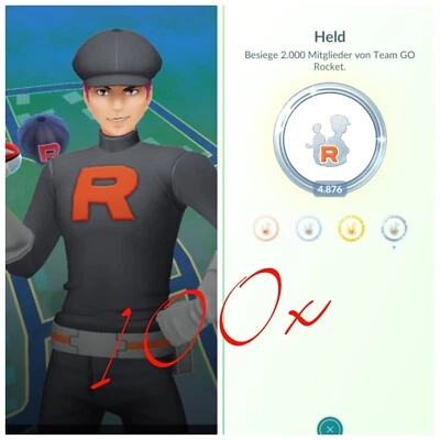 Pokémon 100x Rüpel & Bosse bekämpfen Service Team GO Rocket Grunt Medaille Go