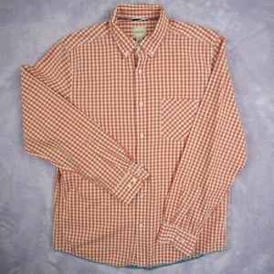 G. H. Bass Mens Oxford Shirt Button Down Adult M Orange Gingham Long Sleeve - Picture 1 of 8