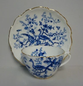 Coalport CAIRO (BLU SU BIANCO) (BORDO RIALZATO, ORO) Set piattini tazza CSFM1 - Foto 1 di 3