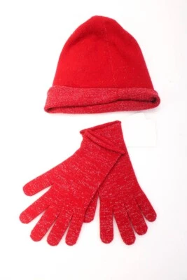 Nobili 100% Cachemira Lurex Tejido Metálico Gorro Sombrero Conjunto Guantes Rojo Hecho en Italia Foto 1 de 4