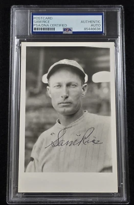 Rare SAM RICE Signed Real Photo Postcard-HOF-WASHINGTON SENATORS-PSA - Image 1 of 4
