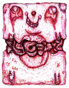 HAPPY GRAVE original DRAWING surreal dark surreal art 2023 "HAPPY DEATH" - Picture 1 of 1