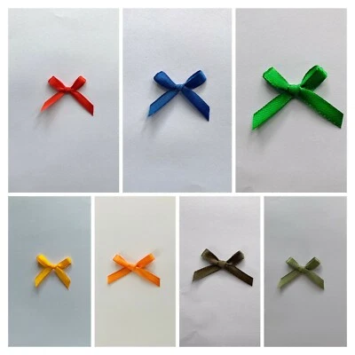 Dark Color Hand Tied 50 Mini Bow 6mm Stain Ribbon Craft Wedding Card Making - Image 1 of 4