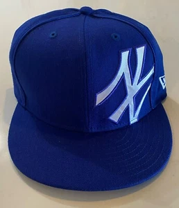 New York Yankees New Era 59FIFTY Fitted Hat 7 3/8 Royal Blue White  Logo on Side - Picture 1 of 7
