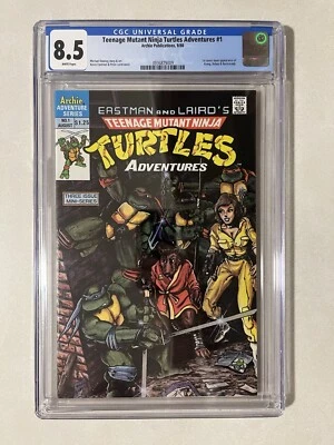TMNT ADVENTURES #1 1st BEBOP ROCK STEADY 1988 CGC 8.5 WP! Teenage Mutant Turtles - Image 1 of 2