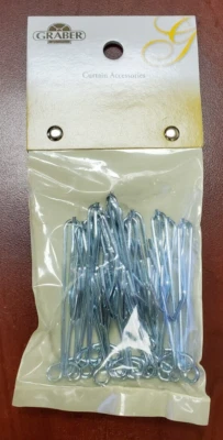 Graber 3-Inch Slip On Drapery Hooks with 1 Inch Drop - Set of 14 (7-240-0) - Image 1 of 3