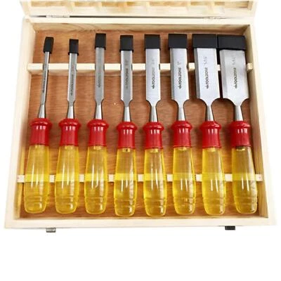 Wood Chisel Set Woodworking Bevel Edge Hand Carpentry Wooden Storage 8 Pc - Image 1 of 4