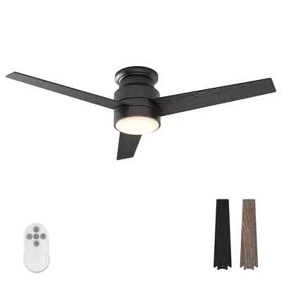warmiplanet Flush Mount Ceiling Fan with Lights Remote Control, 52-Inch, Blac... - Image 1 of 4