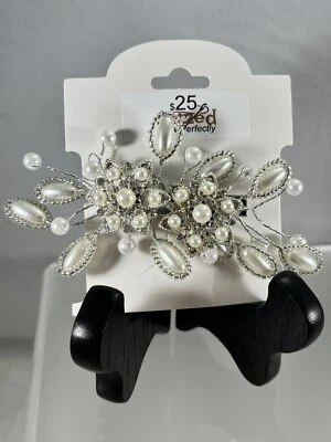 Pearl Silver Flower Bride Wedding Hair Piece Clip Bridal Hair Accessories - Image 1 of 2