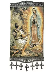 Our Lady of Guadalupe mit Juan | Gold christlicher Ikone-gesegneter jungfräulicher hängender Wandteppich - Bild 1 von 10