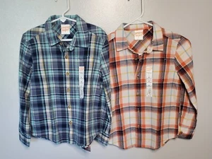 2er Set NEU Jungen Größe 6 Langarmhemden mit Knopfleiste, kariert, Jumping Beans - Bild 1 von 9