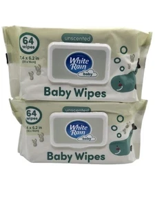 White Rain Unscented Baby Wipes, 64 Wipes Each (Pack Of 2) - Bild 1 von 1