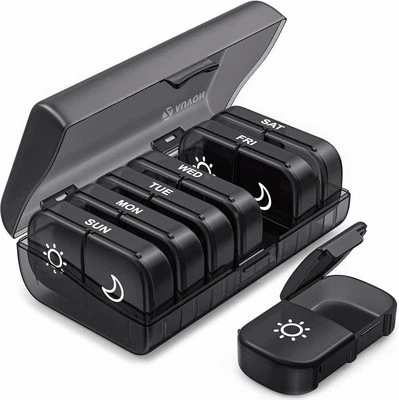 Weekly Pill Organizer 2 Times a Day Pill Box 7 Day AM PM Pill Case Containers - Image 1 of 4