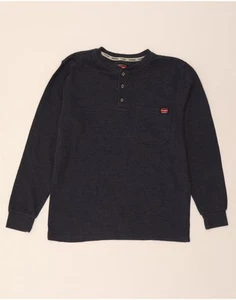 WRANGLER Mens Top Long Sleeve UK 34/36 Small Navy Blue Cotton AQ04 - Picture 1 of 3