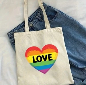 Pride Love LGBTQ borsa di iuta borsa in tessuto borsa borsa da trasporto CSD borsa per la spesa - Foto 1 di 5