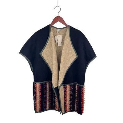 Jaqueta nova com etiquetas Anthropologie bl-nk enfeitada xale colarinho XS/S boho feita à mão - Imagem 1 de 4