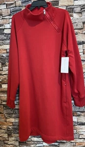 Neu mit Etikett $ 119 Athleta XL (hoch) gemütliches karma rotes Pullover-Minikleid mit angedeutetem Reißverschluss am Ausschnitt MÄNGEL! - Bild 1 von 13
