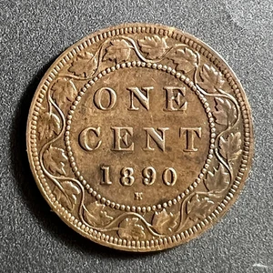 1890-H CANADA LARGE CENT ~ XF+ REVERSE STAIN - Picture 1 of 2