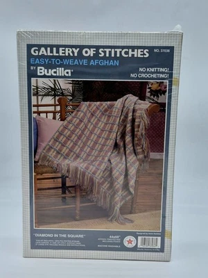 Kit afgano Bucilla Galería de puntadas fácil de tejer azul rosa amarillo pasteles  Foto 1 de 4