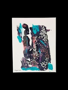 10"x8" Original Abstract Painting, Modern Art On Stretched Canvas Signed - Picture 1 of 8