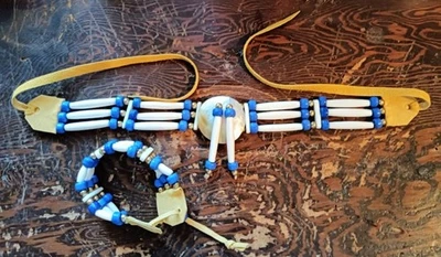 Gargantilha para cachimbo de cabelo nativo americano 3 fios - Feita nativa - Imagem 1 de 4