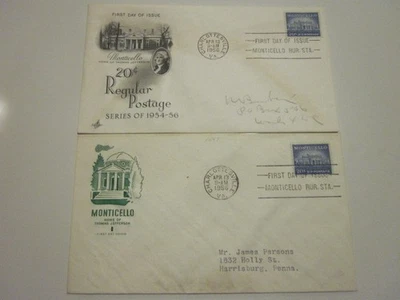 2 US COVER 1956 MONTICELLO FDC #1047 ART CRAFT & HOUSE OF FARNAM CACHETS - Image 1 of 3