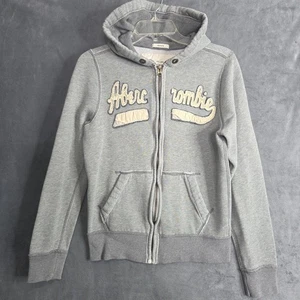 Vintage Y2K Abercrombie & Fitch Muscle Hoodie Jacke grau Jungen XL Full Zipper - Bild 1 von 15