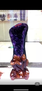 38.94LB 23”Alto Natural Uruguay Amatista Geoda Cuarzo Cristal Catedral+Soporte - Imagen 1 de 4