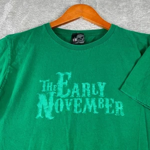 Vintage The Early November Shirt Men's Medium Green Emo Punk Y2K Band Tee Giant - Picture 1 of 9