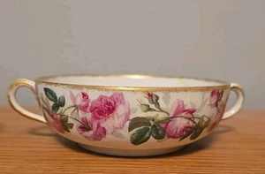 Antike GOA C.H. Field Haviland Limoges Frankreich Doppelhenkel Suppenschalen Rosen - Bild 1 von 3