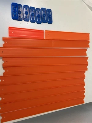 11 Pcs Hot Wheels Straight Track 18” Orange with 7 Blue Connectors - Image 1 of 3