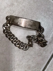 WWII Sterling Mexiko kubanisches Gliederarmband Sterlingsilber ID 53 g schwer 8 Zoll - Bild 1 von 4