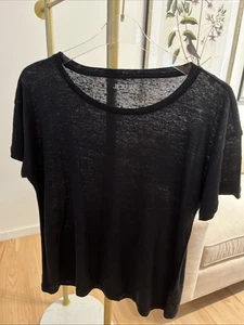 NWOT J.Crew Black Linen Tee Women’s Large - Picture 1 of 2