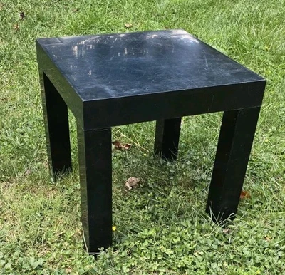Vintage Mod 1970s 16” Square Black Plastic Parsons Accent Table: Removable Legs - Image 1 of 4