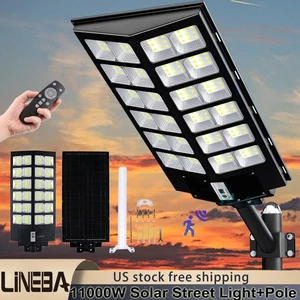 9999999999900LM Commercial Solar Street Lights Outdoor Dusk to Dawn Super Bright - Picture 1 of 45
