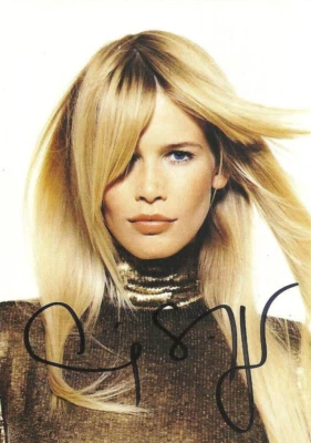 CLAUDIA SCHIFFER Original Autogramm signierte Postkarte Top Portrait - Bild 1 von 2
