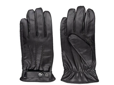 Hombres PIEL DE OVEJA Cuero Suave Trenzado Guantes de Invierno con Forro de Conejo Genuino Foto 1 de 3