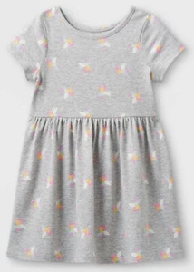 Vestido Cat & Jack Niñas UNICORNIO Gris Tejido Mangas Cortas 3T (5440) ¡BOGO 50% de descuento! - Imagen 1 de 2
