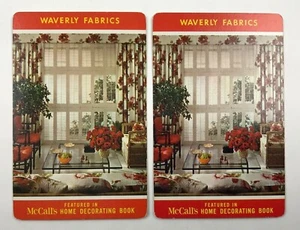 Red Waverly Fabrics McCall's Home Decorating 2 Vintage Single Swap Playing Cards - Picture 1 of 1