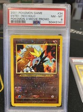2001 Entei Reverse Holo #34 Pokemon TCG Movie 3 Black Star Promo PSA 8