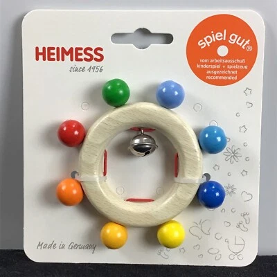 Heimless,Greifring,Baby,Erstlingsspielzeug,Holz,mehrfarbig,Schelle - Bild 1 von 3