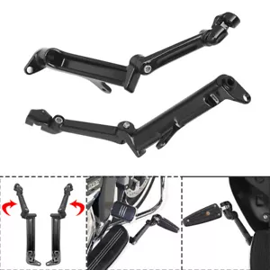 Black Frame Mounted Highway Peg Mounts Adjustable For Harley Touring 2009-UP - Picture 1 of 12
