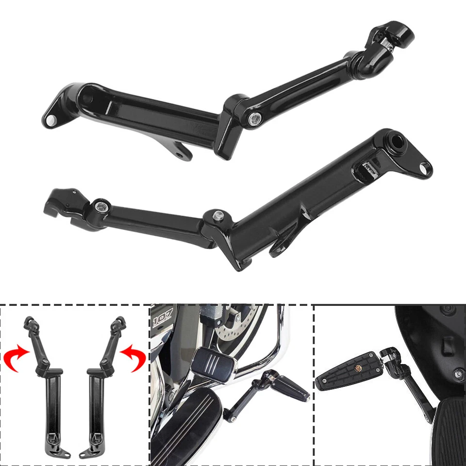 Black Frame Mounted Highway Peg Mounts Adjustable For Harley Touring 2009-2020 - Image 1 of 4