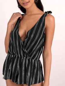 Beach Riot Romper Playsuit Beach Kenya Stripe Josephine V Neck Knot Straps M - Picture 1 of 10