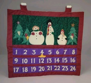 ADVENT CALENDAR 3D SNOWMEN FARMHOUSE CABIN CHRISTMAS HANGING POCKETS VTG 1997 - Picture 1 of 12