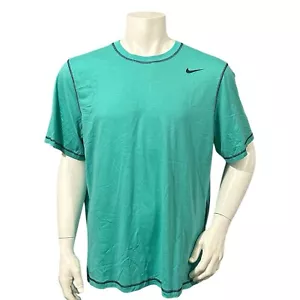 Nike Mens Athletic T-Shirt Green Logo Short Sleeve Dri-Fit XL - Picture 1 of 7