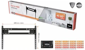 AVF Superior Flat to Wall 40-80 Inch 50KG TV Wall Mount Bracket (NEW) - Picture 1 of 6