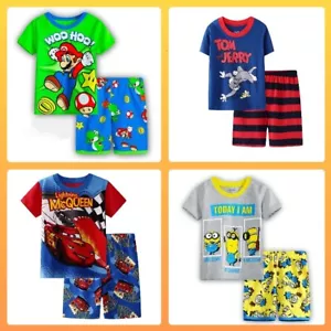 NEU! Cartoon Print kurzärmeliges Pyjama-Set für Jungen 2-teilig - Bild 1 von 7