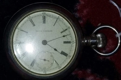 Seth Thomas 7J Eagle silver pocket watch lever set - Image 1 of 4